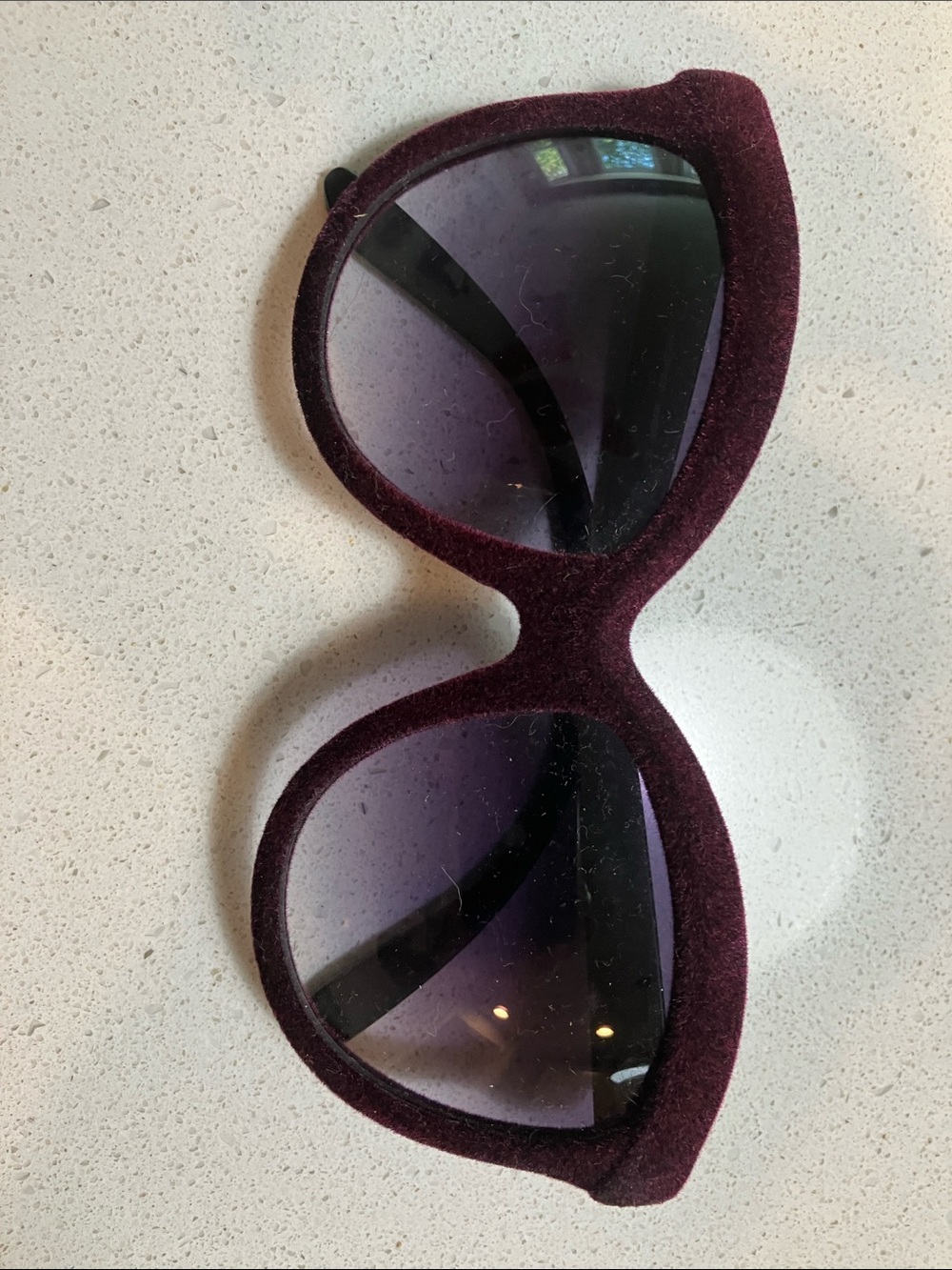 Italian Independent Velvet Cat-Eye Sunglasses in Burgundy